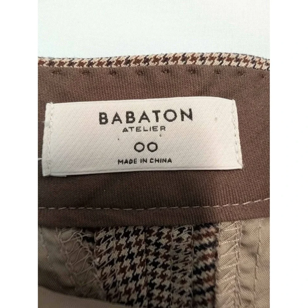 Babaton Atelier Houndstooth Pants Womens 00 Brown‎ Slim